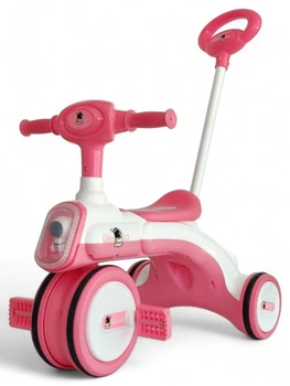 Дитячий велосипед з батьківською ручкою Qilejia 9688 Pink-White