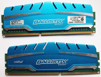 Оперативная память Crucial Ballistix Sport 8GB (2x4GB) DDR3 1600Mhz PC3-12800 BLS4G3D169DS3.16FER2 Б/У