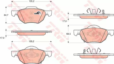 Комплект гальмівних колодок, дискове гальмо HONDA ACCORD, TRW (GDB3355)