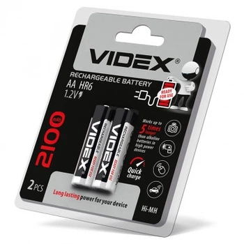 Аккумулятор Videx AA 2100mAh 1.2V R6 Ni-MH (цена за уп.2шт.)