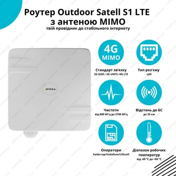 4G станция интернет комплект для села уличный роутер Outdoor Satell S1 LTE с антенной MIMO