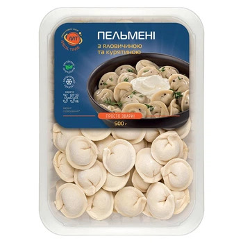 Пельмені з яловичиною та курятиною Meal Time (напівфабрикат) 500 г
