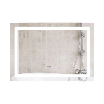 Зеркало Qtap Mideya 1000х700 с LED-подсветкой Touch, с антизапотеванием, с часами, диммером, регулировка яркости QT2078NCF10070W