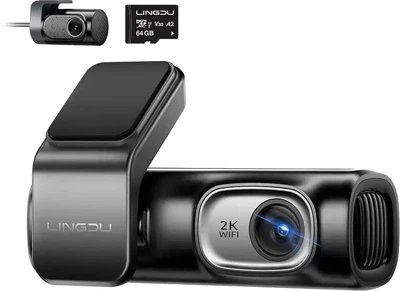 Видеорегистратор LINGDU Dash Cam D200 2K + карта памяти Micro SD 64GB (2220005437078)