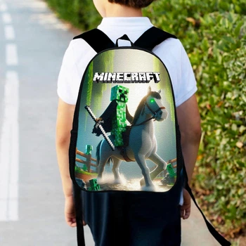 Рюкзак детский Майнкрафт Крипер на коне "Minecraft" 34х27 см,ранец городской для мальчика (0291)
