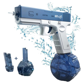 Водяний пістолет електричний акумуляторний Glock Water Battle Синій, з двома резервуарами