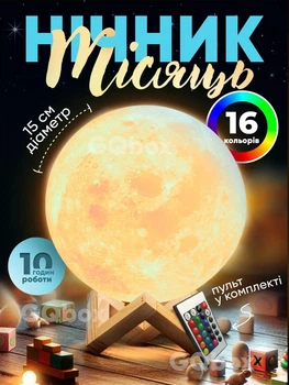 Звездный настольный ночной светильник - шар, детский ночник, 3D Луна Grant Moon COLOR Light Lamp, светодиодный, аккумуляторный