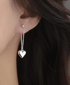 Сережки гвоздики у формі серця сріблясті біжутерія Fashion Jewelry (II) 32522