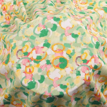 Ткань 100% вискоза LuxFabric 153 г/м² 1,45 м 1 м принт Green daffodil