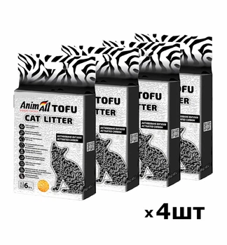 Нобор Соевый наполнитель Animall ТОФУ с активированным углем 6 л/2,6 кг х 4шт (4820224501536)