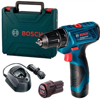 Аккумуляторная дрель-шуруповерт Bosch Professional GSR 120-LI + 2 акб GBA 12V 2.0Ah + з/у GAL 1210 CV + чемодан (06019G8000)