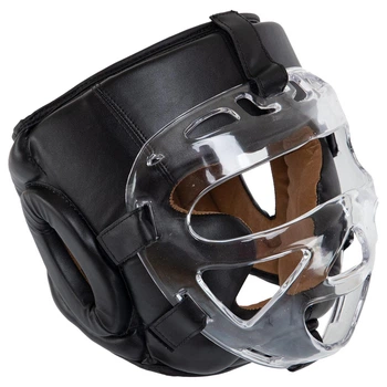Шлем для единоборств с прозрачной маской Zelart Fistrage 8481 размер XL Black