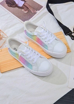 Детские кеды для девочки с блестками White 33 р.