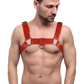 Мужская портупея на грудь Feral Feelings Bulldog Harness Красный S/M/L (SO9307)