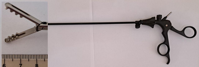 Ухоплюючий Затискач-Щипці для жовчного міхура 330 мм х 18 мм лапароскопічний TianSong