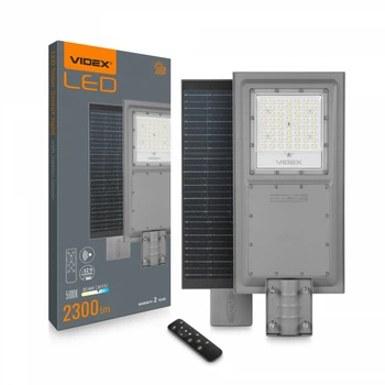 LED ліхтар вуличний автономний VIDEX 2300Lm 5000K (VL-SLSO-082-S) (VL-SLSO-082-S)