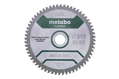 Пильный диск Metabo Multi Cut Classic 216х2,4х30 мм Z60 FZ/TZ 5° neg, универсальный (Картон) 628066000 (8473)