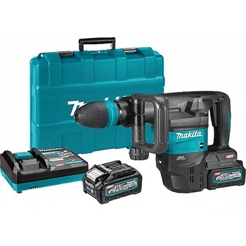 Аккумуляторный отбойный молоток Makita HM001GM201 XGT (40В, SDS-max, 4 Ач) отбойник бетонолом + 2 АКБ BL4040, зарядное устройство DC40RA (7165)