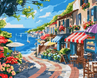 Картина за номерами Приморське місто ©art_selena_ua 40x50 KHO2792 Ідейка