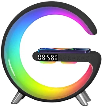 Настольная смарт лампа ночник G-smart G11 RGB Rainbow Light-Wireless с Bluetooth колонкой беспроводная зарядка FM радио чёрный
