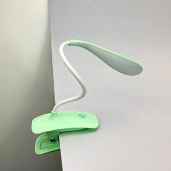 Led лампа настольная на прищепке с аккумулятором и USB высота 27см, 14 светодиодов 3 режима свечения, зеленая