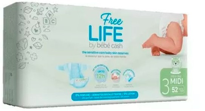 Підгузки Freelife Bebe Cash Nappy Розмір 3 4-9 кг 52 шт (3303090001030)