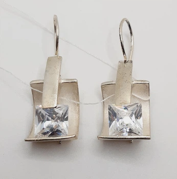 Серьги петельки серебро 925° 4,36г. квадраты (С-128)