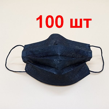 Маска медицинская 4-х слойная Медстрим М черная 100 шт (MS-4L-BL-100)