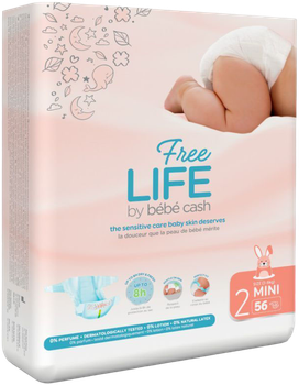 Pieluszki Freelife Bebe Cash Nappy Rozmiar 2 3-6 kg 56 szt (3303090001023)