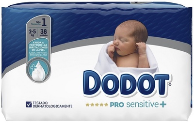 Підгузки Dodot Pro Sensitive+ Розмір 1 2-5 кг 38 шт (8001841013848)