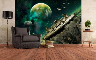 3D Фото Шпалери PHOTODECOR "Космічні кораблі та планети"