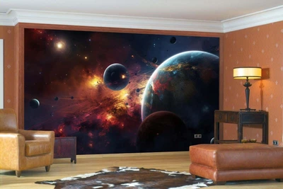3D Фото Обои PHOTODECOR "Огненные планеты и земля"