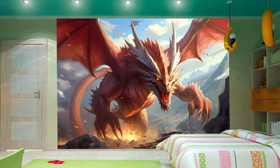 3D Фото Обои PHOTODECOR "Свирепый дракон" 1 кв.м.