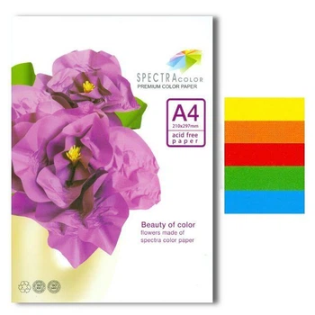 Бумага цветная Spectra Color А4 160 г/м² 100 листов, набор 5 цветов интенсив