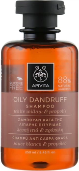 Шампунь от перхоти для жирных волос с белой вербой и прополисом Apivita Shampoo For Oily Dandruff With White Willow Propolis 250ml (250 мл) (744903-873232-2)