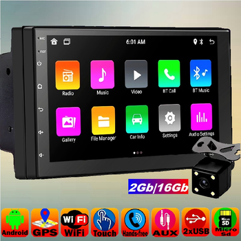 Автомагнітола сенсор 7" 2din GPS Android Wifi Bluetooth \4Ядра \32Gb ROM\4Gb RAM\ коротка база CP606 + камера заднього огляду