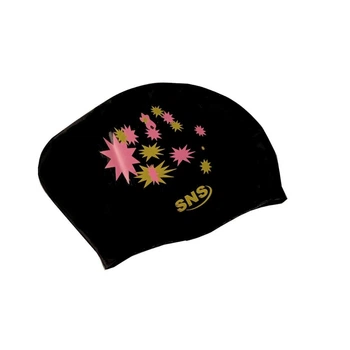 Шапочка для плавания женская для длинных волос SNS, BLACK GALAXY KW-2Ч