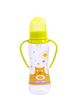Бутылочка для кормления с силиконовой соской и ручками 0+ Baby team 250 мл Зеленый