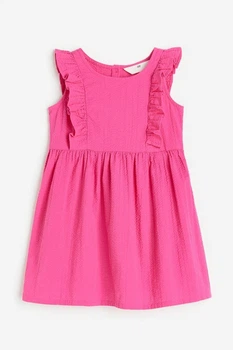 Платье из жатого хлопка ярко-розовое H&M 122см (400098002)