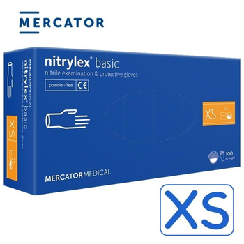 Рукавички нітрилові Nitrylex Basic розмір XS 100 шт