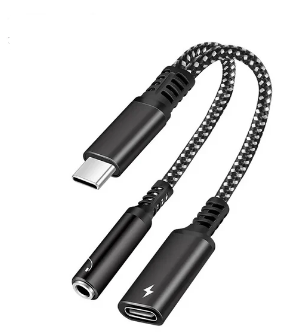 Переходник для наушников 2 в 1 Type-C + AUX 3.5 Samsung Galaxy / Черный
