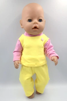 Піжама жовта з рожевими рукавами для пупса Baby Born - натуральна бавовна