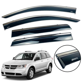 Дефлекторы окон (ветровики) DEFL для Dodge Journey / Fiat Freemont 2009-2021 с хром полоской накладные 4 шт.