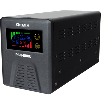 Источник бесперебойного питания ИБП Gemix PSN-500U 500VA 350W 12V 220V 5/7/9A 2*Schuko Black