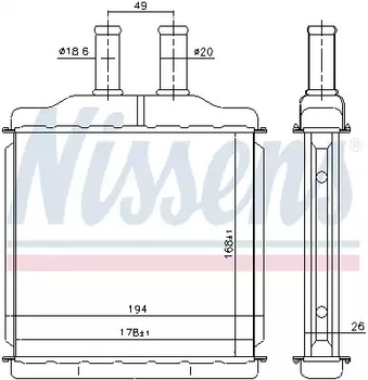 Радиатор отопителя Lacetti, NISSENS (76509) (96554446)