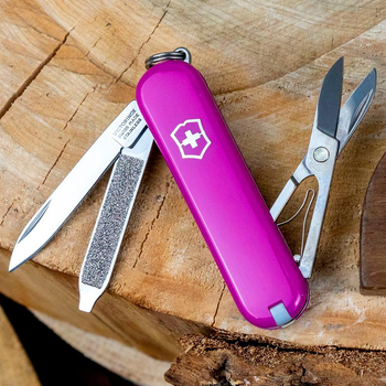 Складной нож-брелок VICTORINOX Classic Tasty Grape 7 функций 4 см, нержавеющая сталь X50CrMoV15