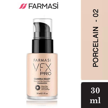 Тональный крем с эффектом фотофильтра VFX Pro Camera Ready, 02 Фарфоровый /Porcelain, Make Up Farmasi