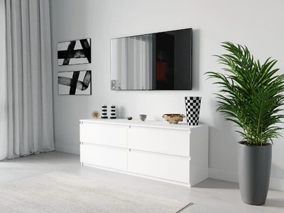 Тумба под телевизор TV с ящиками / скрытые ручки T223 Moreli 1400×530×400 Белый