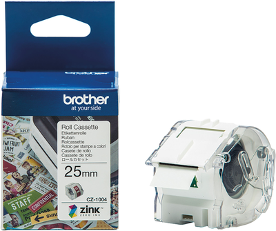 Стрічка для етикеток Brother CZ1004 25 мм x 5 м White/Black (4977766779302)