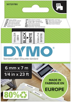 Стрічка для етикеток Dymo S0720780 D1 6 мм x 7 м White/Black (5411313436137)